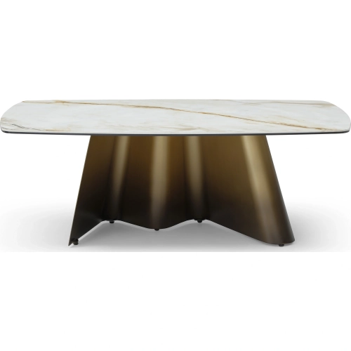 Bastione Coffee Table in White Marble Look & Ombre Bronze Gold